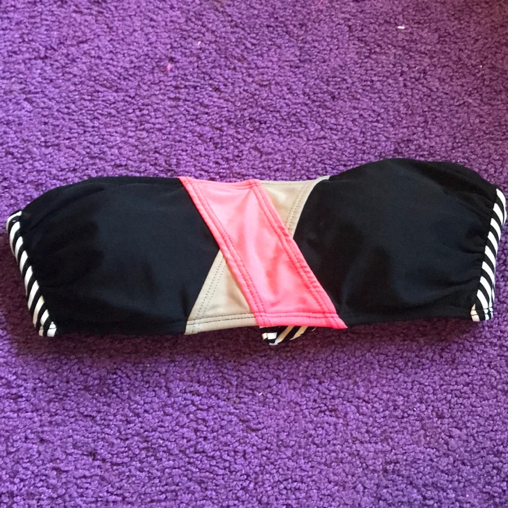 Color block striped bikini bandeau top
